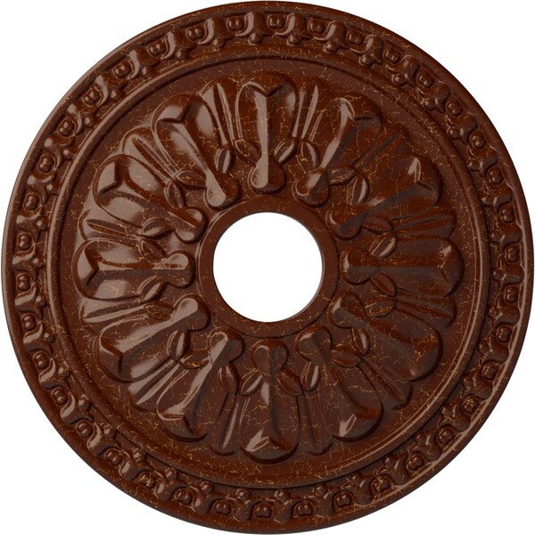 Ekena Millwork Warsaw Medallion (Canopies up to 3 1/2"), 18"OD x 3 1/2"ID x 1 3/8"P, Burnished Mahogany Crackle CM18WABMC - main